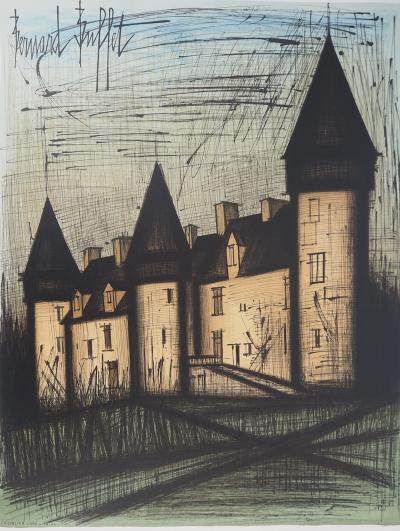 Bernard BUFFET : Château de Culan - Lithographie originale signée 2
