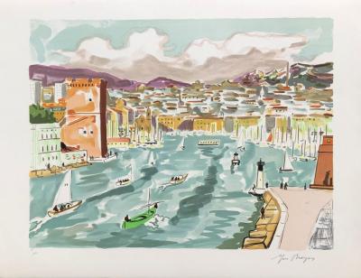 Yves BRAYER : La passe du Vieux Port - Lithographie originale signée