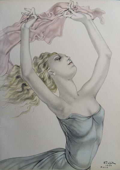 Léonard Tsuguharu FOUJITA: Dancer with a Pink Scarf - Signed Lithograph 2