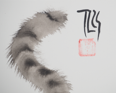 Laszlo TIBAY: Cat facing forward - Original signed drawing 2
