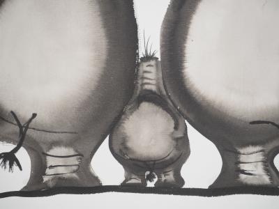 Laszlo TIBAY: Family of Elephants - Original signed drawing 2