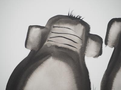 Laszlo TIBAY: Family of Elephants - Original signed drawing 2