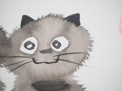 Laszlo TIBAY: Two happy kittens - Original signed drawing 2