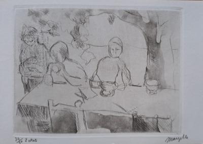 Jean Marzelle - Goûter sous l'arbre, 1964 - Lithographie signée et numérotée au crayon 2