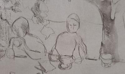 Jean Marzelle - Goûter sous l'arbre, 1964 - Lithographie signée et numérotée au crayon 2