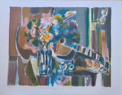 Jean Marzelle - Nature morte à la guitare - Lithographie signée et numérotée au crayon 2