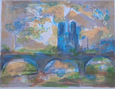 Jean Marzelle - Notre Dame bleue Paris - Lithograph signed and marked EA in pencil 2