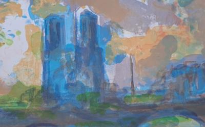 Jean Marzelle - Notre Dame bleue Paris - Lithograph signed and marked EA in pencil 2