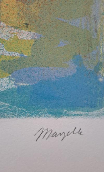 Jean Marzelle - Peupliers au bord du canal - Lithographie signée et justifiée EA 2