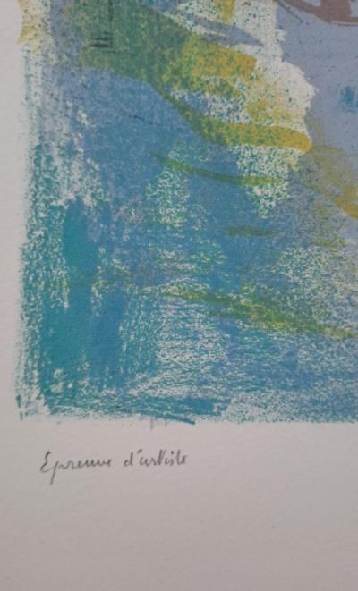 Jean Marzelle - Peupliers au bord du canal - Lithographie signée et justifiée EA 2