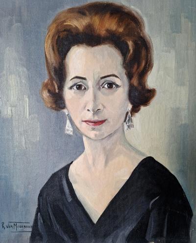 R. Van Meerbeeck portrait de femme  1961 Huile sur toile 2