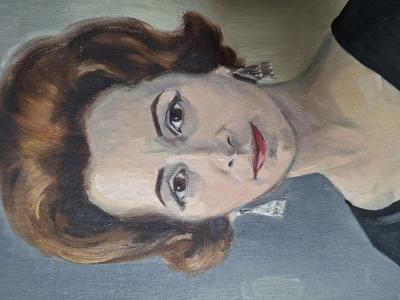 R. Van Meerbeeck portrait de femme  1961 Huile sur toile 2