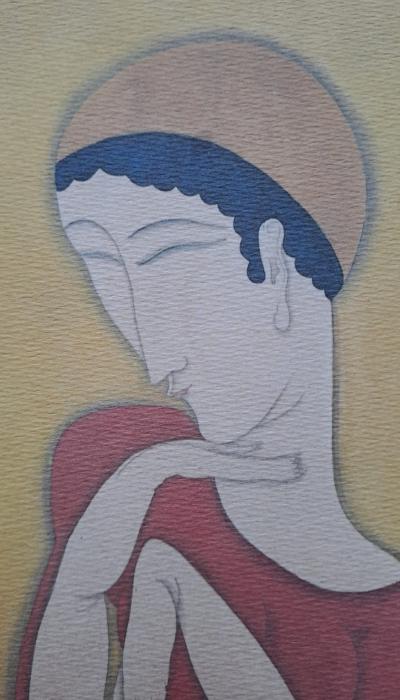 Léonard Foujita (d’après) - Jeune fille au verre - Impression d’art, signée et datée 2