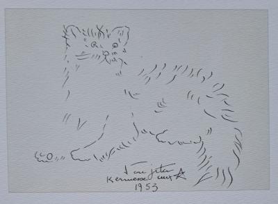 Léonard Foujita (d’après) - Chat - Impression d’art, signée et datée 2