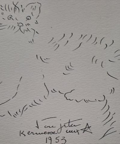 Léonard Foujita (d’après) - Chat - Impression d’art, signée et datée 2