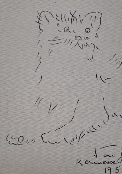 Léonard Foujita (d’après) - Chat - Impression d’art, signée et datée 2