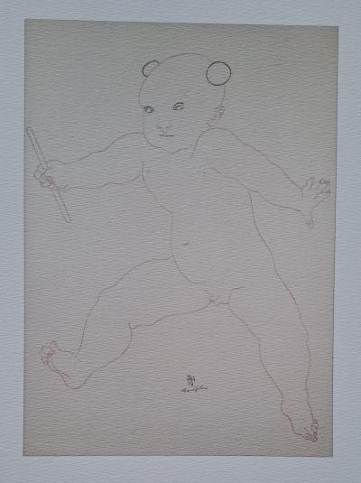 Léonard Foujita (d’après) - Le jeune guerrier au loup - Impression d’art, signée 2