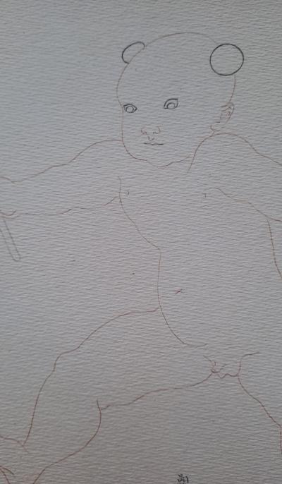 Léonard Foujita (d’après) - Le jeune guerrier au loup - Impression d’art, signée 2