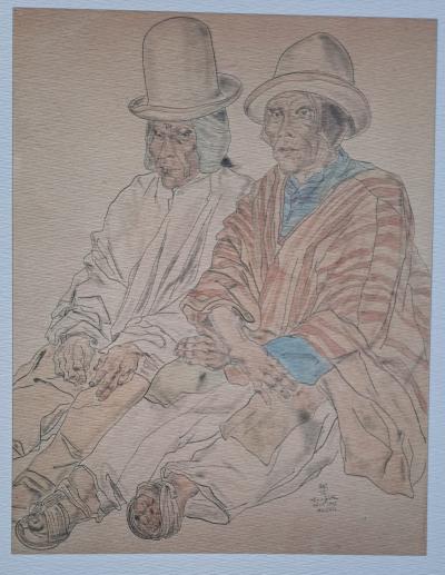 Léonard Foujita (d’après) - Les deux boliviens - Impression d’art, signée et datée