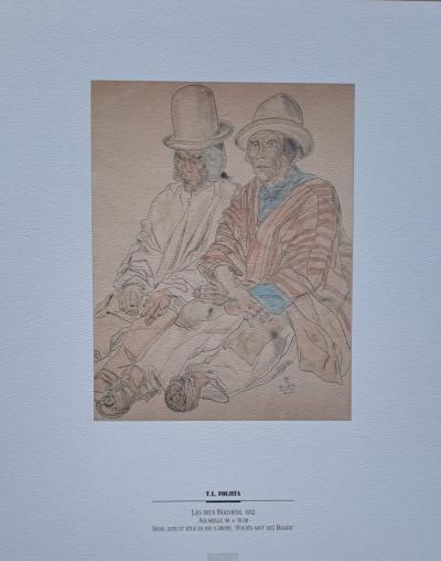 Léonard Foujita (d’après) - Les deux boliviens - Impression d’art, signée et datée 2
