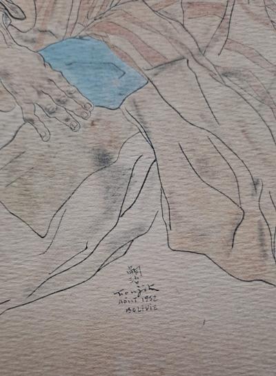 Léonard Foujita (d’après) - Les deux boliviens - Impression d’art, signée et datée 2