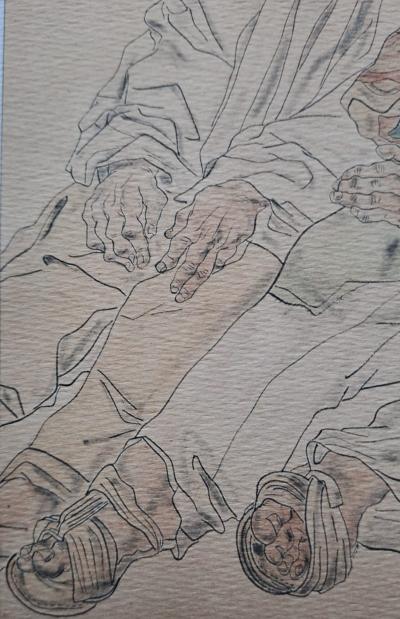 Léonard Foujita (d’après) - Les deux boliviens - Impression d’art, signée et datée 2
