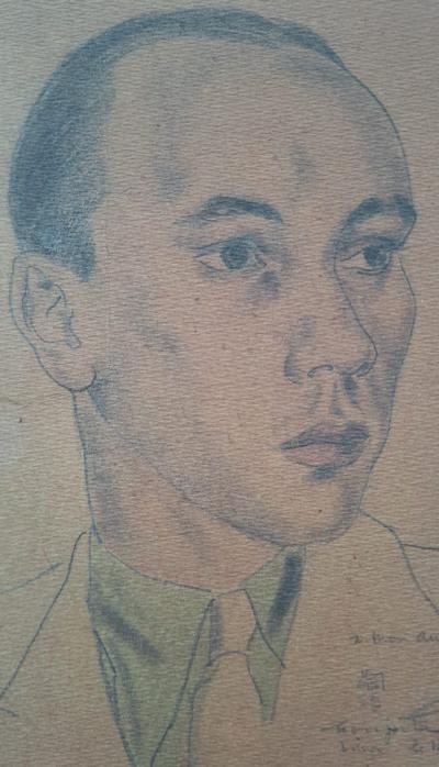 Léonard Foujita (d’après) - Portrait de Jean - Impression d’art, signée et datée 2