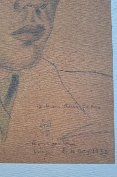 Léonard Foujita (d’après) - Portrait de Jean - Impression d’art, signée et datée 2