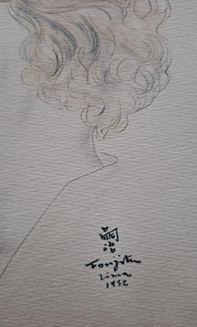 Léonard Foujita (d’après) - Portrait de Madame Dietrich - Impression d’art, signée et datée 2