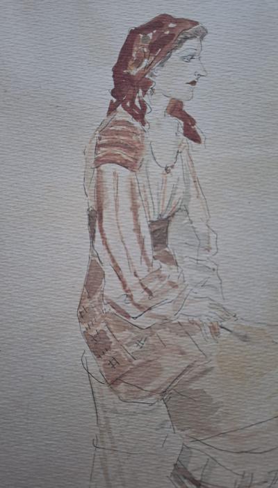 Léonard Foujita (d’après) - Portrait de Mariowara - Impression d’art, signée et datée 2