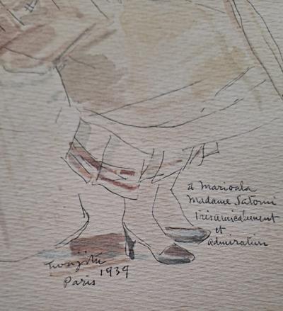 Léonard Foujita (d’après) - Portrait de Mariowara - Impression d’art, signée et datée 2