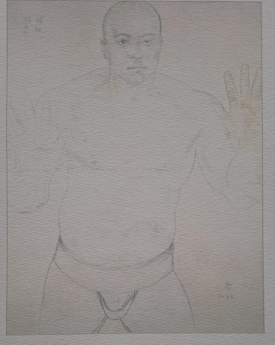 Léonard Foujita (d’après) - Portrait du champion de lutte Tochigiyama - Impression d’art, signée 2