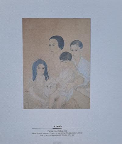 Léonard Foujita (d’après) - Portrait d'une famille - Impression d’art, signée et datée 2