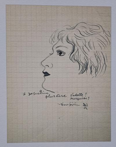 Léonard Foujita (d’après) - Profil de Jacqueline - Impression d’art, signée 2