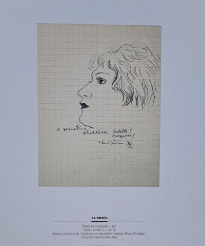 Léonard Foujita (d’après) - Profil de Jacqueline - Impression d’art, signée 2