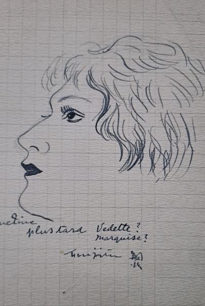 Léonard Foujita (d’après) - Profil de Jacqueline - Impression d’art, signée 2