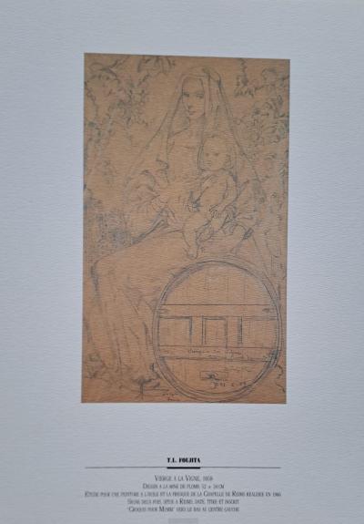 Léonard Foujita (d’après) - Vierge à la vigne - Impression d’art, signée et datée 2