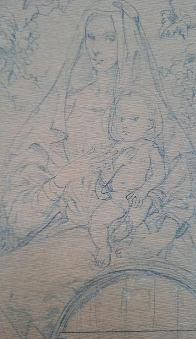 Léonard Foujita (d’après) - Vierge à la vigne - Impression d’art, signée et datée 2