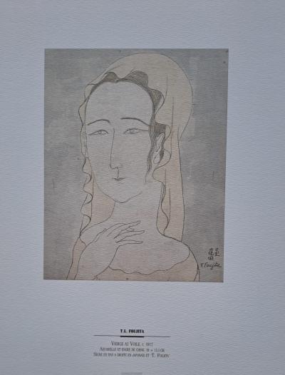 Léonard Foujita (after) - Virgin with Veil - Art print, signed 2