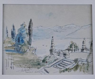 Léonard Foujita (d’après) - Darsena, vue du lac Majeur - Impression d’art, signée et datée
