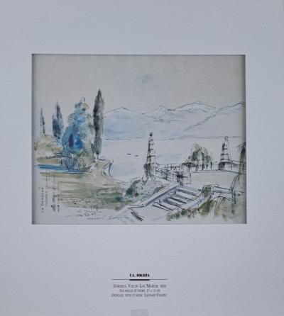 Léonard Foujita (d’après) - Darsena, vue du lac Majeur - Impression d’art, signée et datée 2