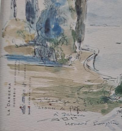 Léonard Foujita (d’après) - Darsena, vue du lac Majeur - Impression d’art, signée et datée 2