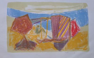 Jean Marzelle - Sur la plage - Lithographie signée et numérotée au crayon 2