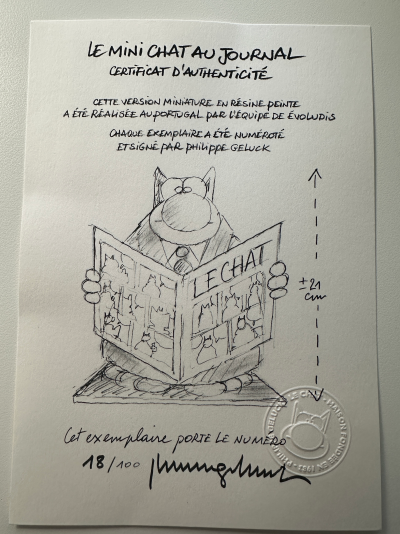 Philippe Geluck - Le Chat au Journal - Sculpture en résine, signée et numérotée 2