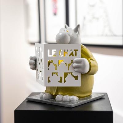 Philippe Geluck - Le Chat au Journal - Sculpture en résine, signée et numérotée 2
