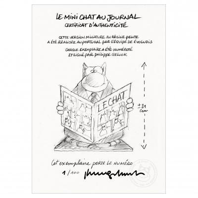 Philippe Geluck - Le Chat au Journal - Sculpture en résine, signée et numérotée 2
