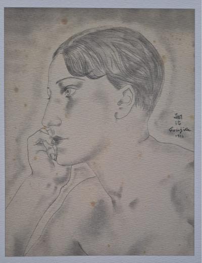 Léonard Foujita (d’après) - Portrait de femme - Impression d’art, signée 2