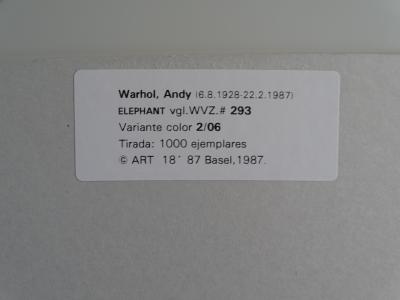 Andy Warhol - Éléphant, extrait de la série Espèces menacées - 1987, sérigraphie 2