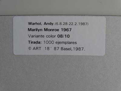 Andy Warhol (d’après) - Portrait de Marilyn - 1987, sérigraphie 2