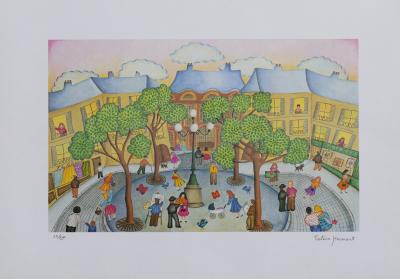 Valérie HERMANT - La fête du village - Lithographie signée et numérotée 2